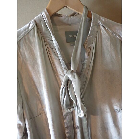 Anthropologie Maeve Crushes Velvet Tunic Top Blouse Tie Neck Tunic Size 12 - Picture 6 of 11